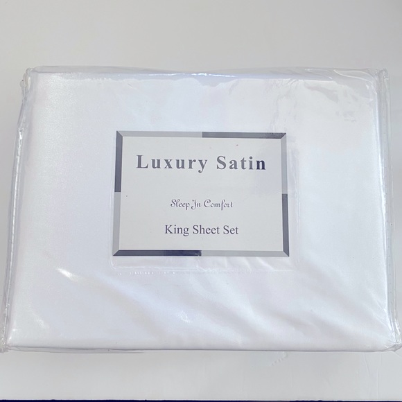 Luxury Satin Solid King Sheet Set White